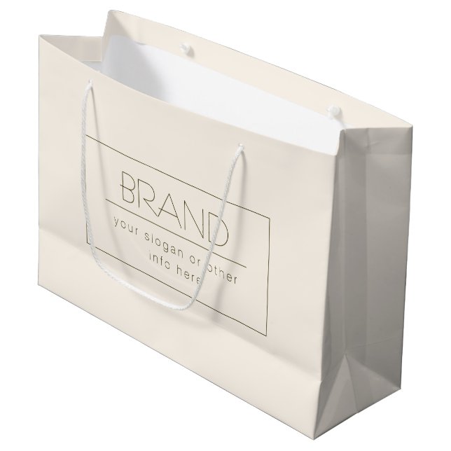 Stylish Editable Template | Off-white & Dark Brown Large Gift Bag (Front Angled)