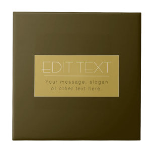 Stylish Editable Text Template Vintage Gold Ceramic Tile
