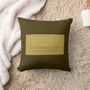 Stylish Editable Text Template Vintage Gold Throw Pillow