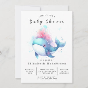Stylish Editable Whale Baby Shower Invitation