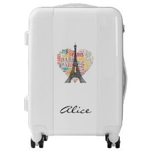 Stylish Eiffel Tower & Inscriptions Luggage