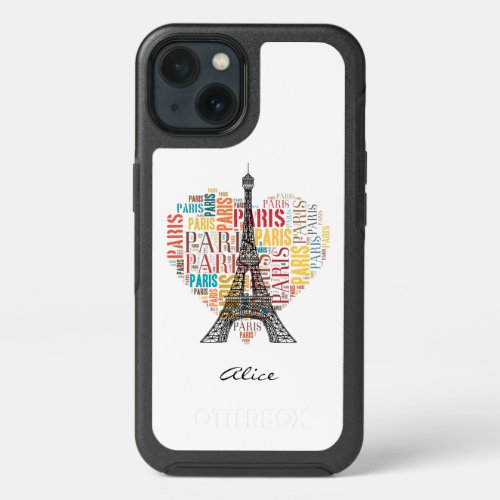 Stylish Eiffel Tower  Inscriptions Paris iPhone 13 Case