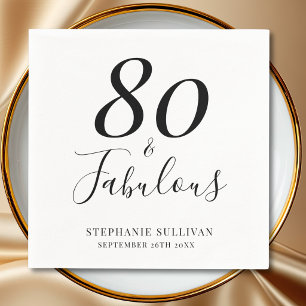 Stylish Eighty And Fabulous 80th Birthday Party Napkins