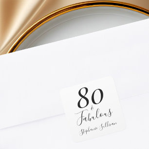 Stylish Eighty and Fabulous 80th Birthday Square Sticker
