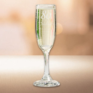 Stylish Eighty and Fabulous Name 80th Birthday Champagne Flute