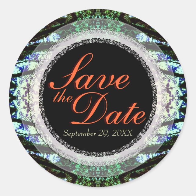 Stylish Elegance Lace Save the Date Stickers (Front)