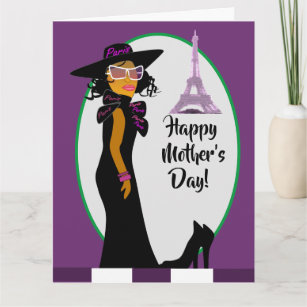 Fashion Woman Black Hat Personalized Mother's Day Card