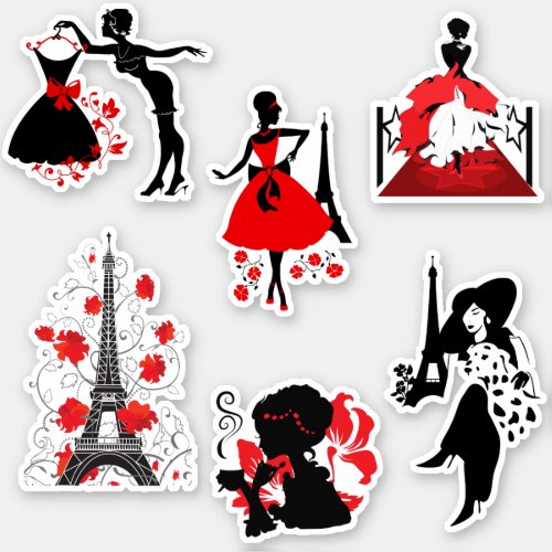 Stylish elegant beautiful fashion silhouettes stic sticker