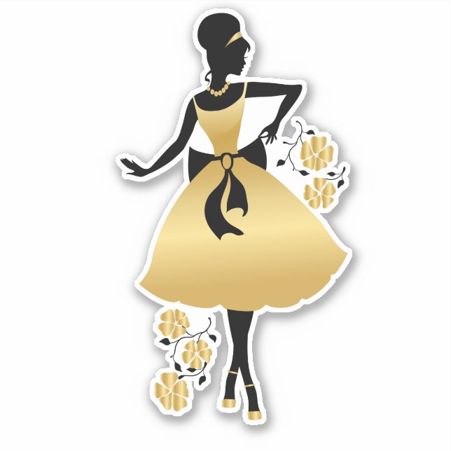 Stylish elegant beautiful fashion silhouettes stic sticker (Front)