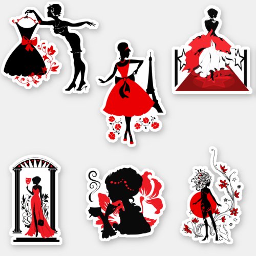 Stylish elegant beautiful fashion silhouettes sticker