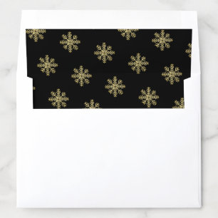Stylish Elegant Black And Gold Winter Snow Pattern Envelope Liner