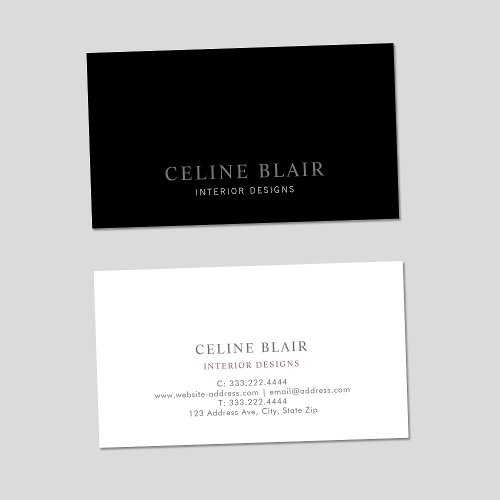 Stylish Elegant Black and White Business Card