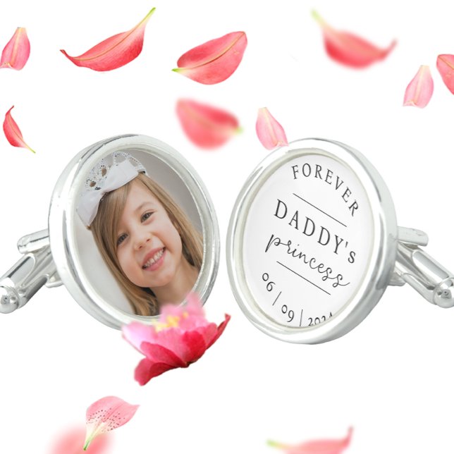 Stylish Elegant Black And White Family Bride Photo Cufflinks (Creator Uploaded)