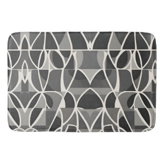 Stylish Elegant Black White Geometric Pattern Bath Mat