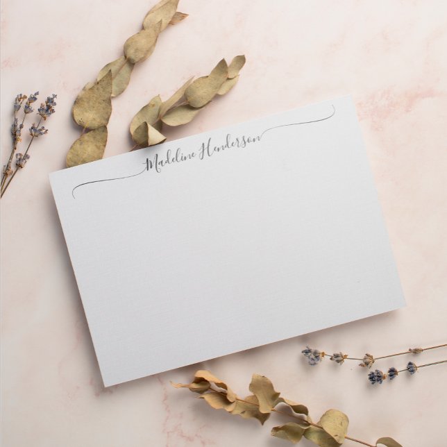 Stylish Elegant Black White Girly Script Note Card (Creator Uploaded)