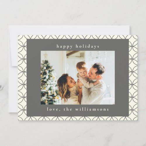 Stylish Elegant Black White Line Art Custom Photo Holiday Card