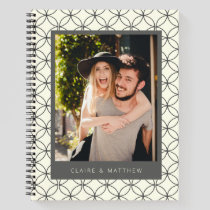 Stylish Elegant Black White Line Art Custom Photo Notebook