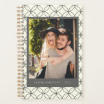 Stylish Elegant Black White Line Art Custom Photo  Planner<br><div class="desc">Personalized Stylish Elegant Black White Line Art Couples Photo Planner</div>