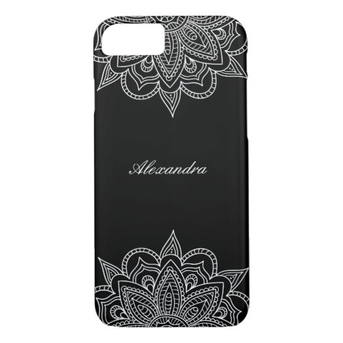 Stylish  Elegant Black  White Mandala Lace iPhone 87 Case