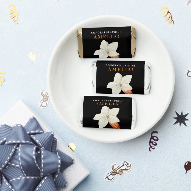 Stylish Elegant Black White Retro Lily Floral   Hershey's Miniatures (Party)