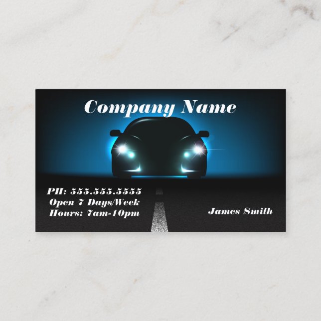 Stylish Elegant Blue Bold Automobile EU Business Card (Front)