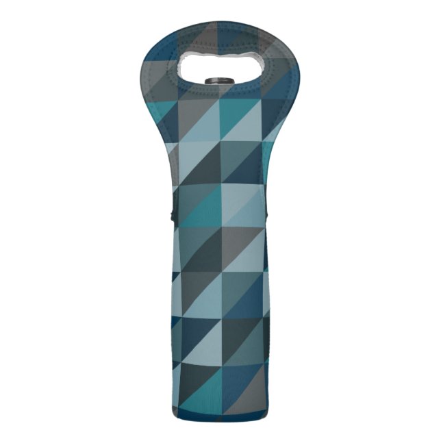 Stylish Elegant Blue Gray Geometric Shapes Pattern Wine Bag (Front)