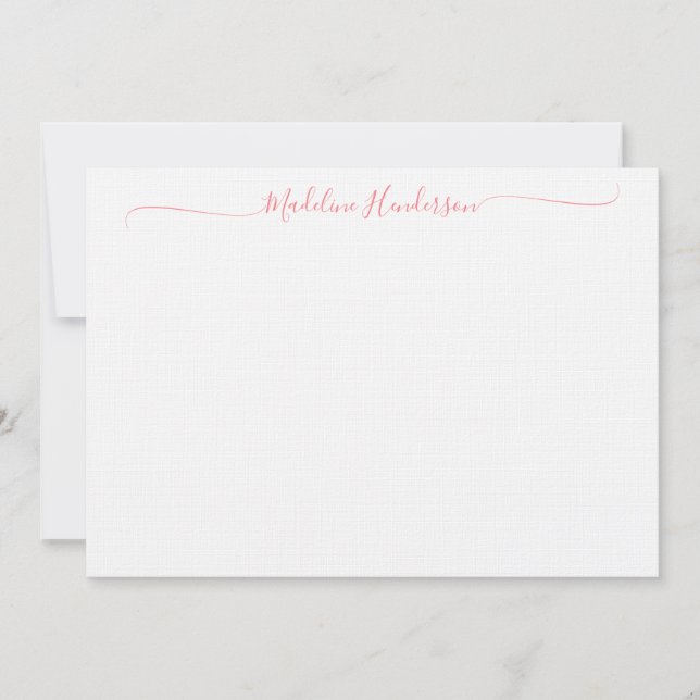 Stylish Elegant Blush Pink Girly Script Note Card (Front)