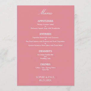 Stylish Elegant Blush Pink Wedding Menu