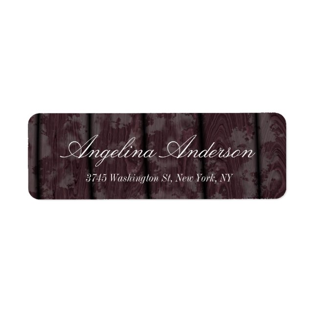 Stylish Elegant Brown Wood Handwriting Modern Label (Front)