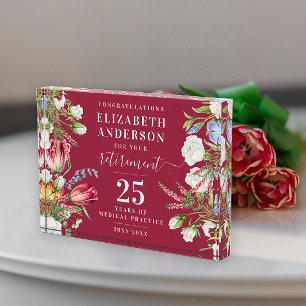 Stylish Elegant Burgundy Retirement Recognition Acrylic Award