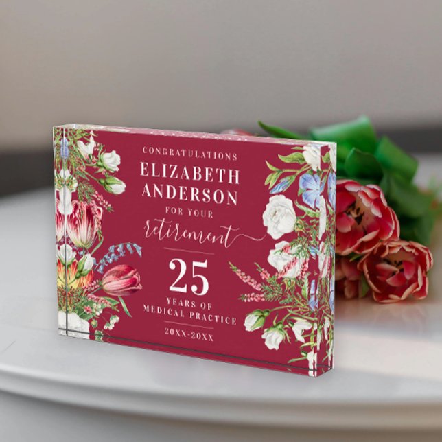 Stylish Elegant Burgundy Retirement Recognition Acrylic Award (Creator Uploaded)