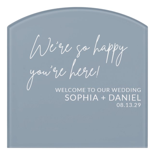 Stylish Elegant Calligraphy Welcome Wedding  Door Sign (Contour Front)