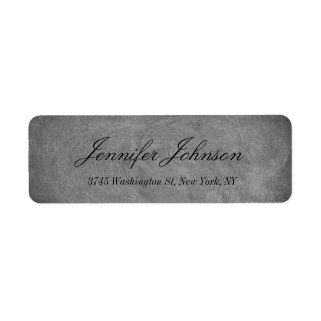 Stylish Elegant Chalkboard Handwriting Gray Label (Front)