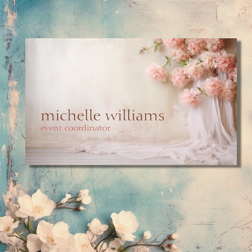 Stylish Elegant Chic Pink Flowers Floral Business Card