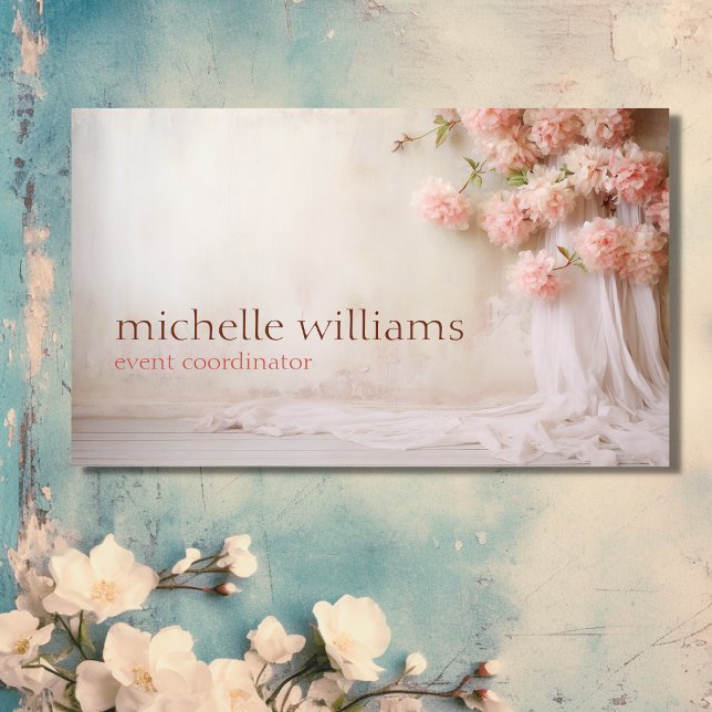 Stylish Elegant Chic Pink Flowers Floral Business Card (Front - Stylish Elegant Shabby Chic Pink Flowers Floral Business Card)