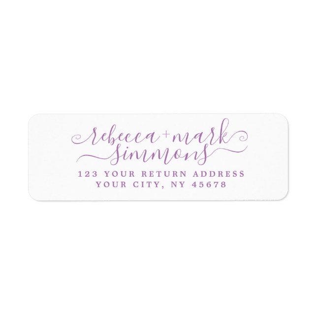 Stylish Elegant Chic Script Wedding Return Address Label (Front)