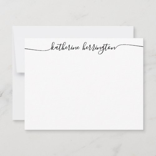 Stylish Elegant Chic Swash Script Name Calligraphy Note Card