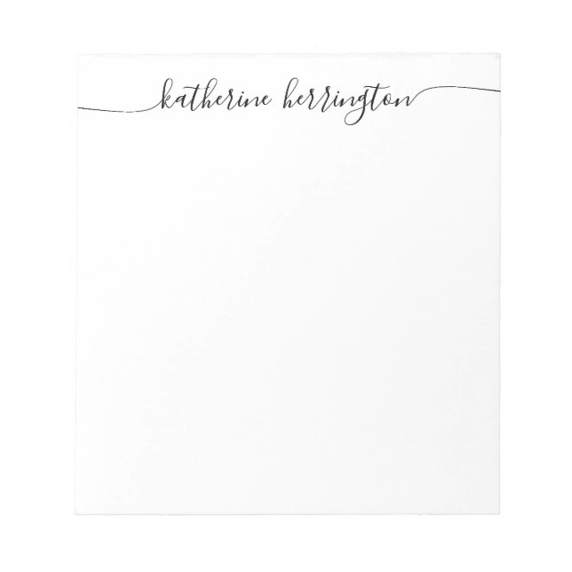 Stylish Elegant Chic Swash Script Name Calligraphy Notepad (Front)