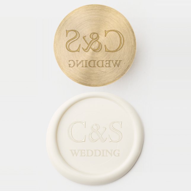 Stylish elegant chic wedding  wax seal stamp (Stamped)