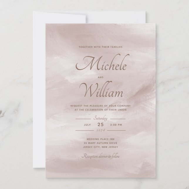 Stylish Elegant Classic Blush Pink Wedding Invite (Front)