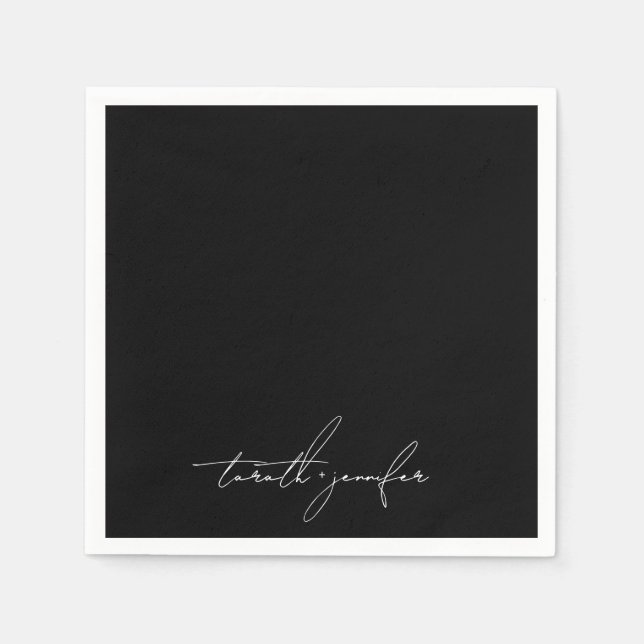Stylish Elegant Custom Names Premium Wedding Napkins (Front)