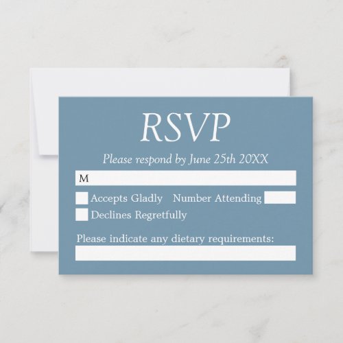 Stylish Elegant Dusty Blue Wedding RSVP Card