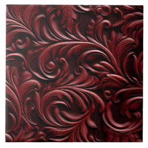 Stylish Elegant Faux Embossed Leather Ceramic Tile