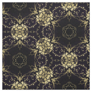 Stylish Elegant Faux Gold and Black Pattern Fabric