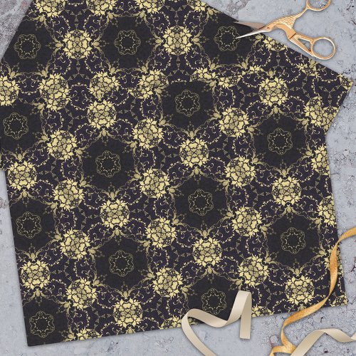 Stylish Elegant Faux Gold and Black Pattern Tissue Paper