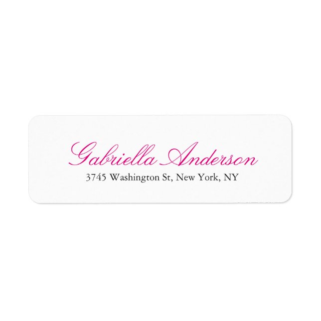 Stylish Elegant Feminine Pink Modern White Label (Front)