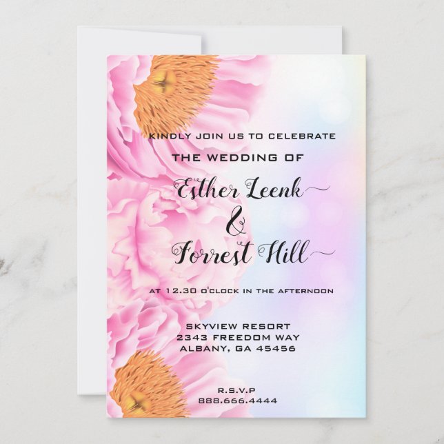 Stylish & Elegant Floral Bouquet Wedding Invitation (Front)