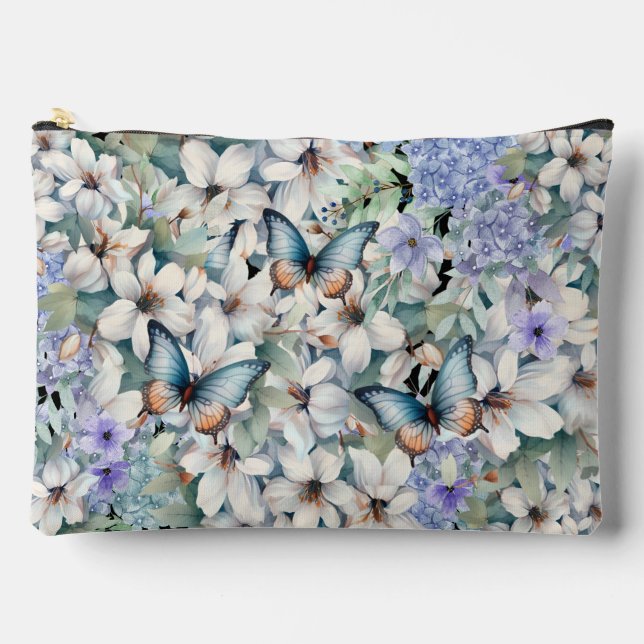 Stylish & Elegant Floral Butterflies Make-Up Bag (Front)