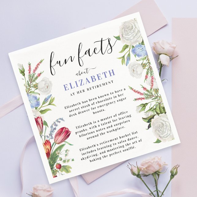 Stylish Elegant Fun Facts Script Pastel Floral  Napkins (Creator Uploaded)