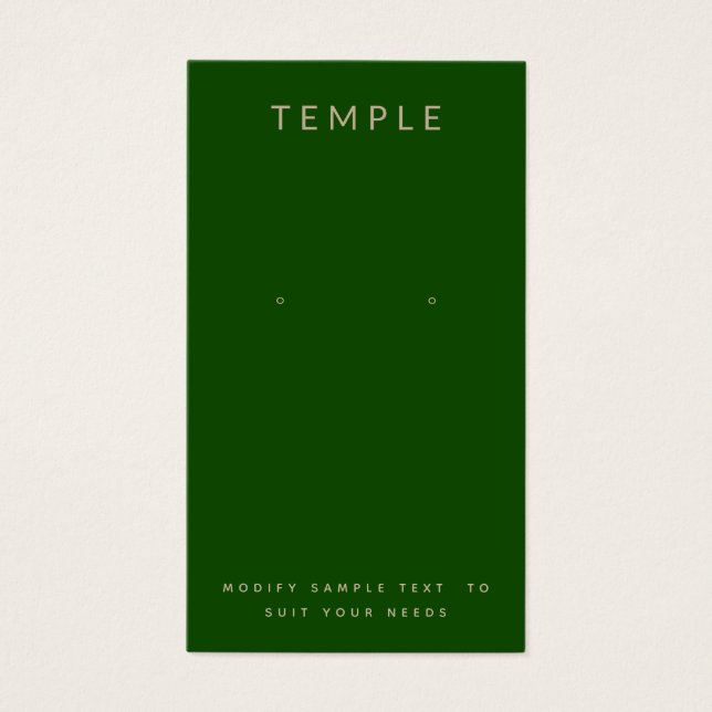 Stylish Elegant Green Earring Display Card (Front)